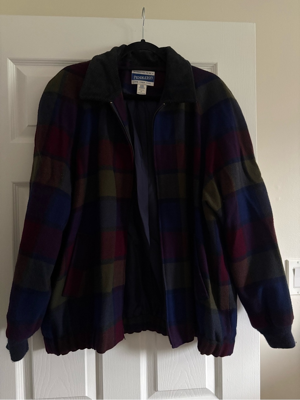 Pendleton Plaid Wool Zip Bomber Jacket XL
